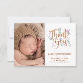 誕生統計フォト手書き新生まれ赤ちゃんシャワー サンキューカード (正面)