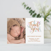 誕生統計フォト手書き新生まれ赤ちゃんシャワー サンキューカード (スタンド正面)