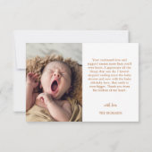 誕生統計フォト手書き新生まれ赤ちゃんシャワー サンキューカード (裏面)