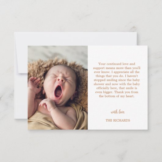 誕生統計フォト手書き新生まれ赤ちゃんシャワー サンキューカード (裏面)