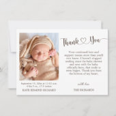 誕生統計フォト新生児シャワーのお知らせ サンキューカード (正面)