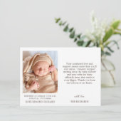 誕生統計フォト新生児シャワーのお知らせ サンキューカード (スタンド正面)