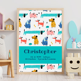 誕生統計プリントおもしろい犬 ポスター