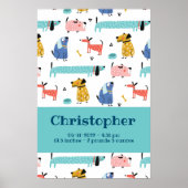 誕生統計プリントおもしろい犬 ポスター (正面)