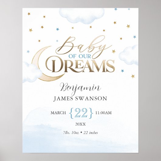 誕生統計ベビーの私たちのドリームボーイ子供部屋 ポスター (正面)