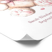 誕生統計ベビーガールピンクテディベア ポスター (角)