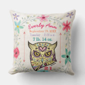 誕生統計ベビーガールフォレストクリーチャーフクロウ クッション (正面)