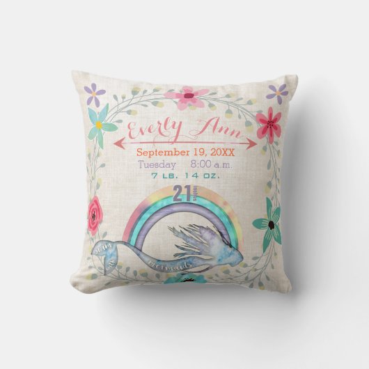 誕生統計ベビーガールマジカルクリージャーマーメイド クッション (正面)