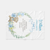 誕生統計ベビーブランケットかわいいテディベア フリースブランケット (正面(横))