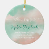 誕生統計ベビー名スクリプト生まれたばかりの写真 セラミックオーナメント (正面)