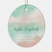 誕生統計ベビー名スクリプト生まれたばかりの写真 セラミックオーナメント (左)