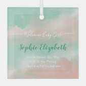 誕生統計ベビー名スクリプト生まれたばかりのKeepsake ガラスオーナメント (正面)