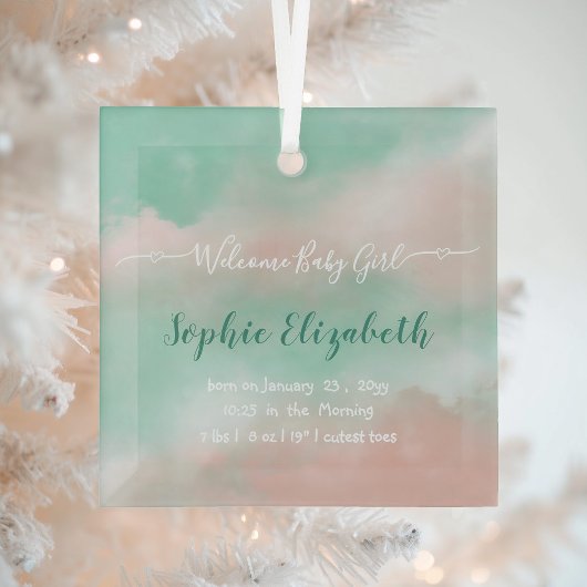 誕生統計ベビー名スクリプト生まれたばかりのKeepsake ガラスオーナメント