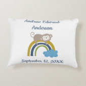 誕生統計レインボースリーピングアニマルベビーギフト アクセントクッション (裏面)