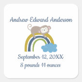 誕生統計レインボースリーピングアニマルベビースクエアスト スクエアシール (正面)