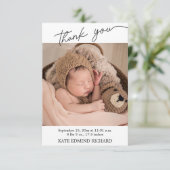 誕生統計写真手書きベビーシャワー サンキューカード (スタンド正面)