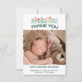 誕生統計写真手書きベビーシャワー サンキューカード (正面)