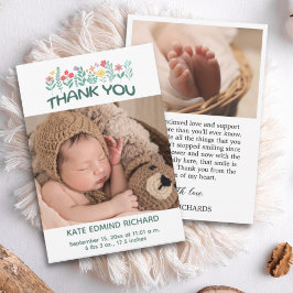 誕生統計写真手書きベビーシャワー サンキューカード