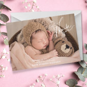 誕生統計写真手書きベビーシャワー サンキューカード