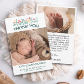 誕生統計写真手書きベビーシャワー サンキューカード