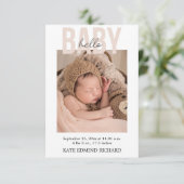 誕生統計写真手書きベビーシャワー サンキューカード (スタンド正面)