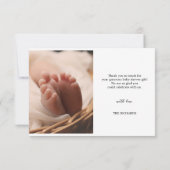 誕生統計写真手書きベビーシャワー サンキューカード (裏面)