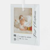 誕生統計初めてのクリスマスベビーの名前と写真 ガラスオーナメント (正面左)