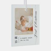 誕生統計初めてのクリスマスベビーの名前と写真 ガラスオーナメント (正面右)