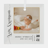 誕生統計初めてのクリスマスベビーの名前と写真 ガラスオーナメント (裏面)