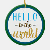 誕生統計名こんにちはWorld Data Blueへ セラミックオーナメント (正面)