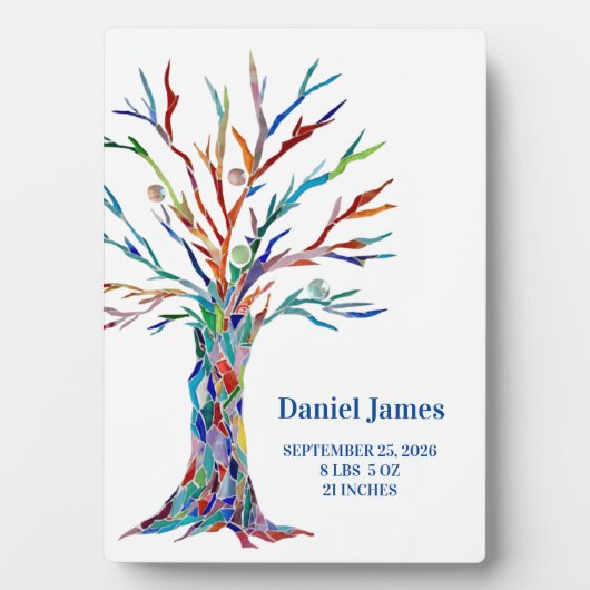 誕生統計子供部屋テーブルトッププラークとイーゼル フォトプラーク (正面)