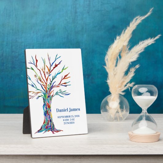 誕生統計子供部屋テーブルトッププラークとイーゼル フォトプラーク (側面)