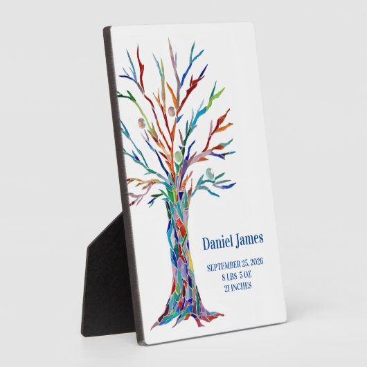 誕生統計子供部屋テーブルトッププラークとイーゼル フォトプラーク (側面)