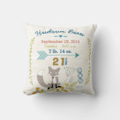 誕生統計男の赤ちゃんウッドランドクリーチャーキツネ クッション (正面)