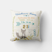 誕生統計男の赤ちゃんウッドランドクリーチャーキツネ クッション (正面)