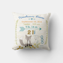 誕生統計男の赤ちゃんウッドランドクリーチャーキツネ クッション