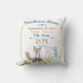 誕生統計男の赤ちゃんウッドランドクリーチャーキツネ クッション (正面)