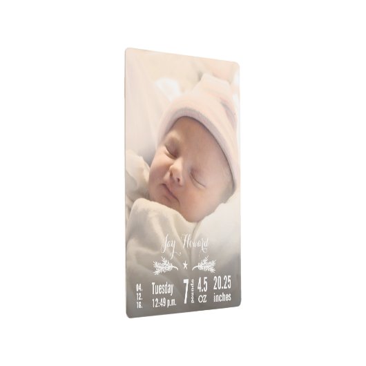 誕生統計男の赤ちゃん写真と誕生記録 メタルプリント (3/4)