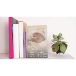 誕生統計男の赤ちゃん写真と誕生記録 メタルプリント