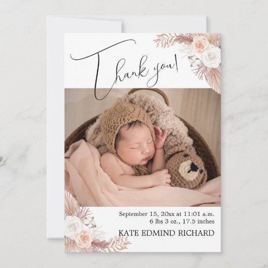 誕生統計2フォトオーバーレイスクリプト生まれたばかりのベビー 案内状 (正面)