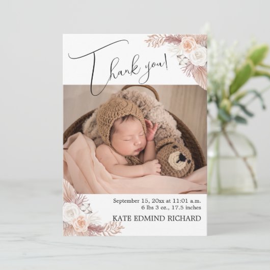 誕生統計2フォトオーバーレイスクリプト生まれたばかりのベビー 案内状 (スタンド正面)