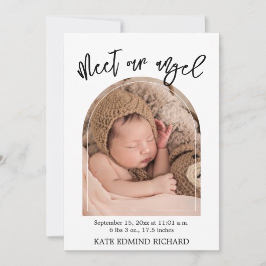 誕生統計2写真手書きベビーシャワー誕生 案内状 (正面)