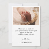 誕生統計2写真手書きベビーシャワー誕生 案内状 (裏面)