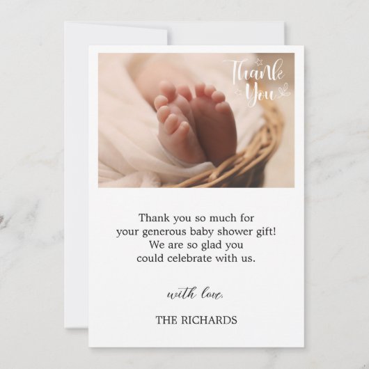 誕生統計2写真手書きベビーシャワー誕生 案内状 (裏面)