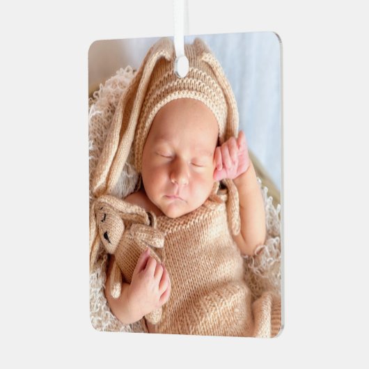 誕生統計Babys初めてのクリスマス写真 メタルオーナメント (正面左)