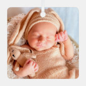 誕生統計Babys初めてのクリスマス写真 メタルオーナメント (正面)