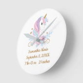 誕生統計Unicorn Pink Blue金ゴールド、 ラウンド壁時計 (傾斜)