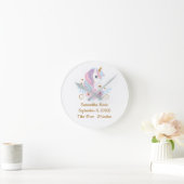 誕生統計Unicorn Pink Blue金ゴールド、 ラウンド壁時計 (ホーム)