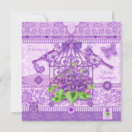 誕生花と宝石　２月　鳥かご　カード 招待状