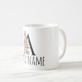 誕生花モノグラムイニシャルネームマグ コーヒーマグカップ (正面右)